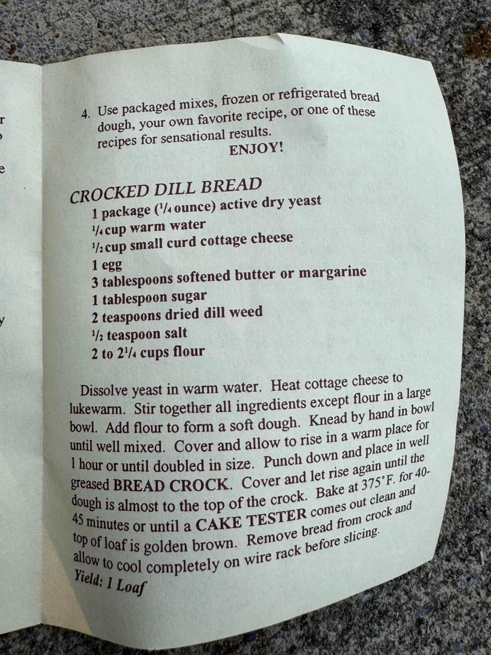 Vintage 1992 Pampered Chef Stoneware Bread Baking Crock USA Box Recipe